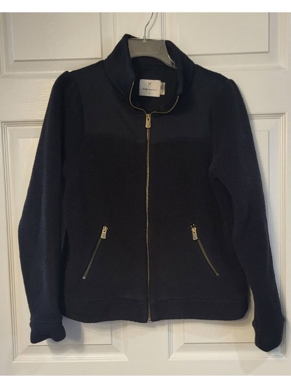 Dudley Stephens Black Zip Sherpa/Fleece Jacket Size Medium Quiet Luxury Layering